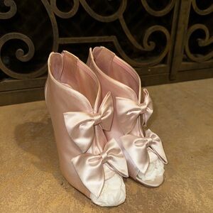 Vintage Chanel Pink Satin Bow Ankle Boots